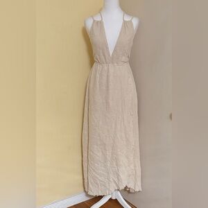 Chic Backless Cotton Cream Maxi Dress